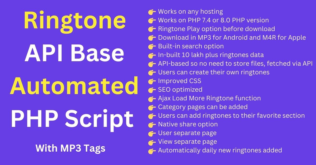 Ringtone API Base Automated PHP Script With MP3 Tags