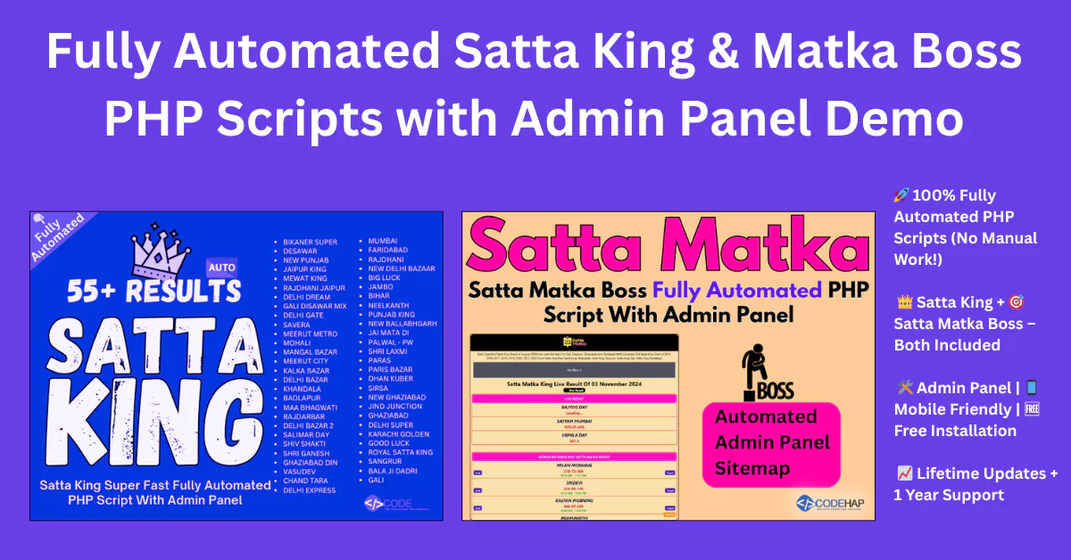 Satta King & Satta Matka Boss Automated PHP Scripts with Full Admin Panel