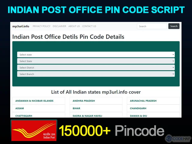 Indian Post Office Pin Code php Script With Database