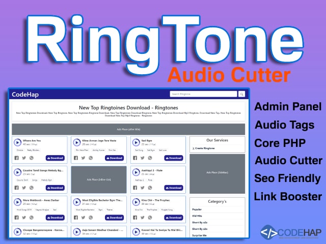 thumb Ringtone Core PHP Script With Admin Panel (Mp3 Cutter)