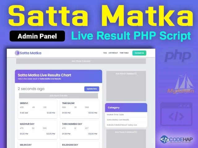 Satta Matka Live Result PHP Script With Admin Panel