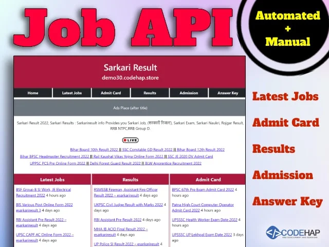 Job API Php Script With Admin Panel (automated+manual)