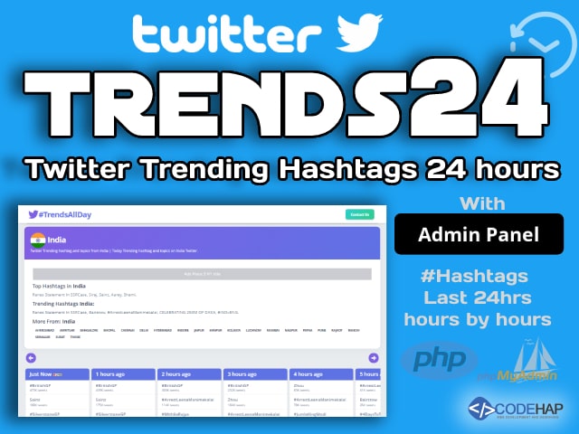 Trends24 |  Twitter Trending Hashtag Php Script With Admin Panel