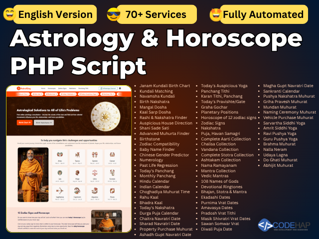 thumb Astrology & Horoscope PHP Script – Fully Automated Zodiac & Kundli Website