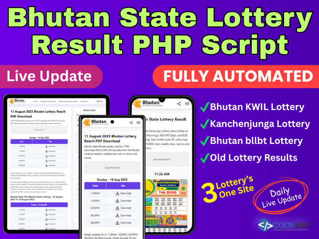 thumb Bhutan State Lottery Result PHP Script – Live Updates & Fully Automated