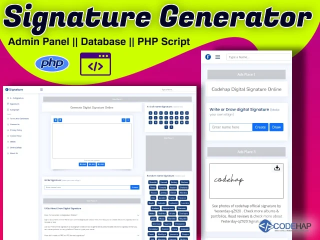 Digital Signature Generator PHP Script With Admin Panel