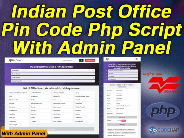 Indian Post Office Pin Code Php Script With Admin Panel