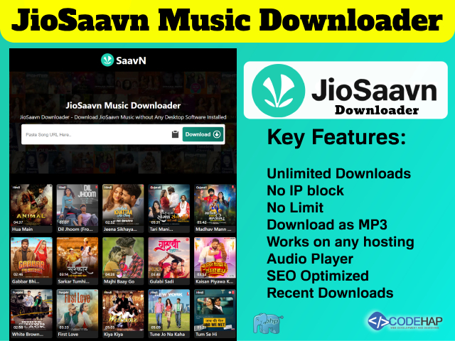 JioSaavn Music Downloader PHP Script