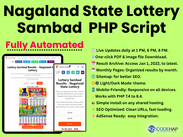 Lottery Sambad PHP Script – Fully Automated Nagaland State Lottery Results with PDF/Image Download