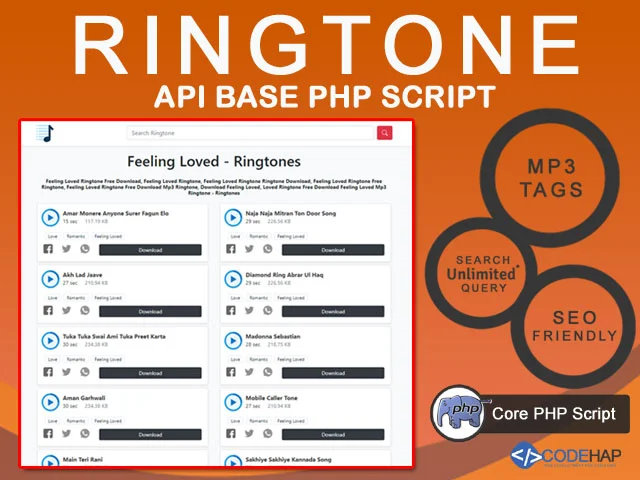 Ringtone API Base PHP Script with MP3 Tags