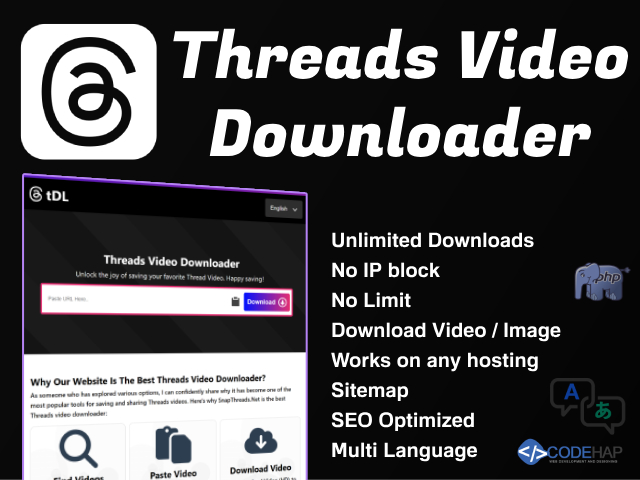 Threads Video and Image Downloader PHP code Script