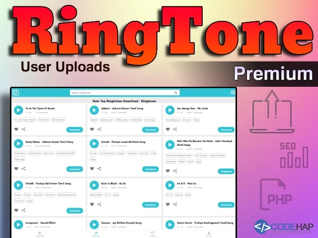 Ringtone Premium - Core PHP Script With Admin Panel And Users Upload