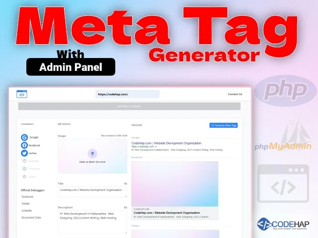 Meta Tag Generator PHP Script With Admin Panel